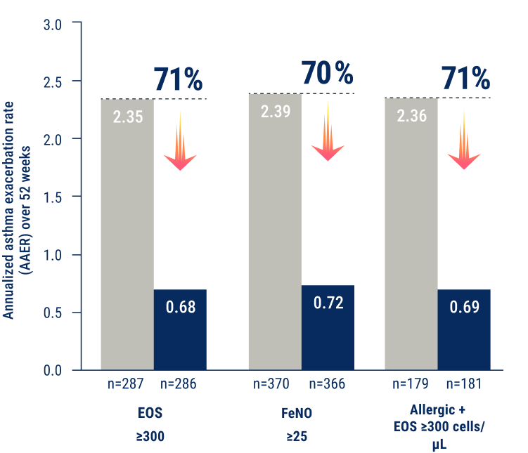 Reduction of exacerbations in a broad population of severe asthma patients